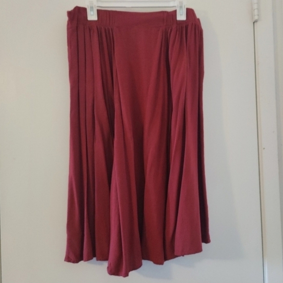 Torrid Burgundy Red Challis Button Front Midi Skirt Women's 1X Plus Size EUC - Picture 8 of 11